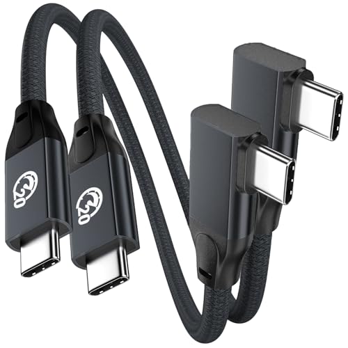 USB C Right Angle Cable 100W 6 inch 2Pack, 4K Video 20Gbps USBC 3.2 Cable - color: Black, size: 0.5FT+0.5FT