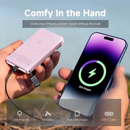 for MagSafe Power Bank 10000mAh, Fast, Magnetic Portable Charger - color: Pink
