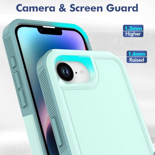 for iPhone 16E / iPhone 17E Case: Dual Layer Protective Heavy Duty Cell Phone Cover Shockproof Rugged with HD Screen Protector - Military Protection Bumper Tough - for iPhone 16E / 17E, Mint Green - color: Mint Green (PC) + Mint Green (TPU)