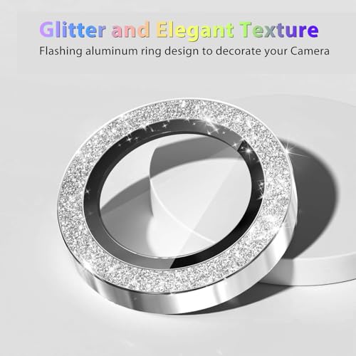 Zeking (2 Set for Samsung Galaxy Tab S10 FE/Tab S10 FE Plus Camera Lens Protector, Scratch-Resistant HD Clarity 9H Tempered Glass with Aluminum Edging, Individual Metal Lens Cover (Bling-Silver) - color: GlitterSilver