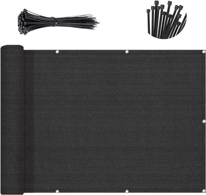 SUNNY GUARD 3' x 10' Balcony Privacy Screen, HDPE Patio Railing Cover Fence - color: Black, size: 0 3' x 1 0'