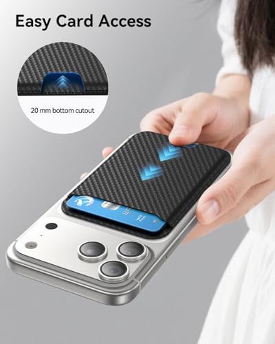 TWZKG for MagSafe Wallet, 3 Cards Holder, Slim Magnetic Phone Wallet for iPhone 17/16/15/14/13/12 Pro Max Plus Air Series,RFID Blocking Vegan Leather,Carbon Fiber - color: Carbon Fiber