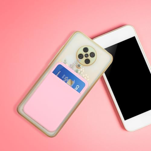 Garneck 2pcs Sticky Phone Card Holder Wallet Back Pocket with Elastic Stretch Fabric Cell Phone Wallet Stick-on for Ids and Cards Light Pink Adhesive Back Sleeve