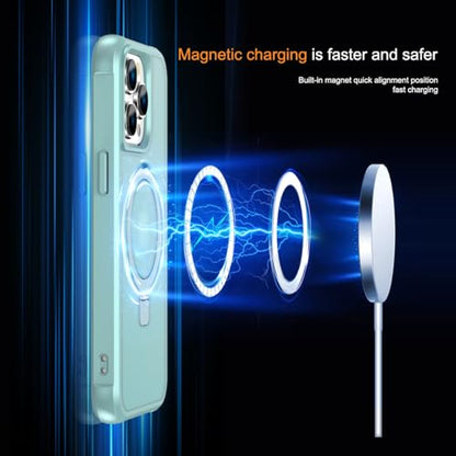 CHAOFEnG Magnetic Compatible with iPhone 15 Pro Max Case with Stand [Military Grade Drop Tested][Compatible with Magnet] Ring Translucent Slim Hard Back Soft Edge, Teal Green - color: Teal Green, size: iPhone 15 Pro Max