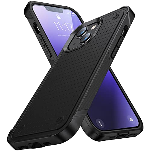 Designed for iPhone 14 Case iPhone 13 Case 2 in 1 Gift Militay Grade Drop Protective Rugged Heavy Duty Cover Shockproof for iPhone 14 Phone Case for Women Men boy Girl (Black) - color: Black