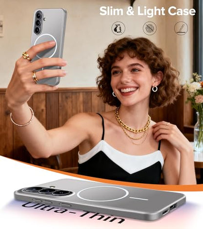 Ultra Thin Case for Samsung Galaxy S26, Silky Touch Anti-Fingerprint, Slim Hard PC Matte Cover Compatible with Mag-Safe Anti-Scratch Shockproof Protective Cases for Samsung S26 5G (Silver) - color: Silver