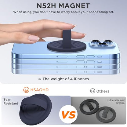Upgraded Magnetic Phone Grip, Liquid Silicone Soft and Portable, Removable Finger Loop Ring Grip Holder for iPhone, Strong Magnetic Attraction, Compatible with MagSafe Phone Case, Midnight Blue - color: Midnight Blue