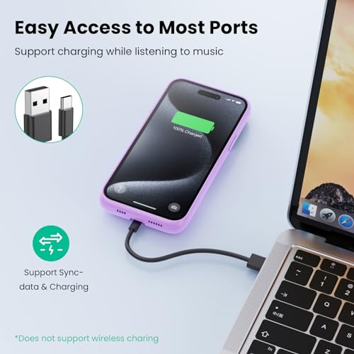 Battery Case for iPhone 15Pro Max, Upgrade 8600mah Portable Slim Battery Charging Case, 15W Fast Charging Rechargeable Protective Extended Charger Cover for iPhone 15 Pro Max (6.7 inch)-Purple - color: Purple