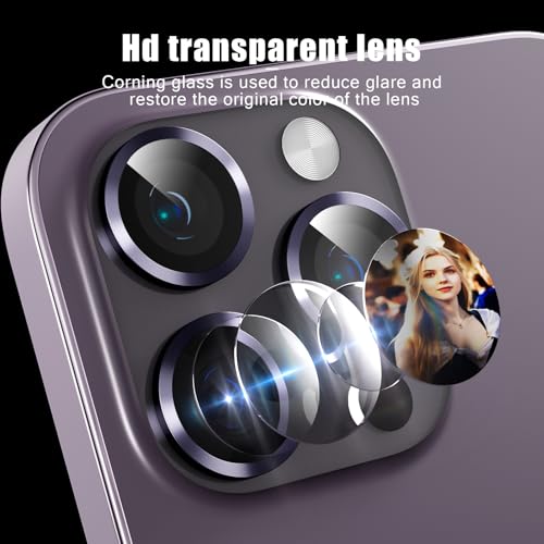 Camera Lens Protector Compatible with iPhone 13 Pro/iPhone 13 Pro Max,Scratch Resistant,HD Clear Tempered Glass Camera Lens Protection Cover,Case Friendly Easy to Install - Dark Purple - color: Dark Purple, size: iPhone 13 Pro/iPhone 13 Pro Max