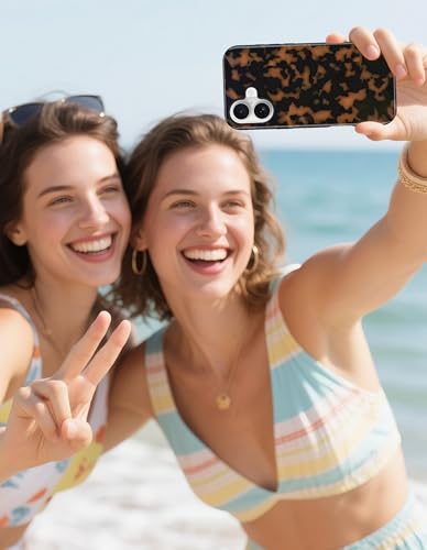 Jusy Magnetic Brown Tortoise Shell Phone Case for iPhone 16 Pro Max,Yellow | Compatible with MagSafe,Cute Aesthetic Cheetah Leopard Design,TPU and PC Protective Shockproof Cover - color: Yellow