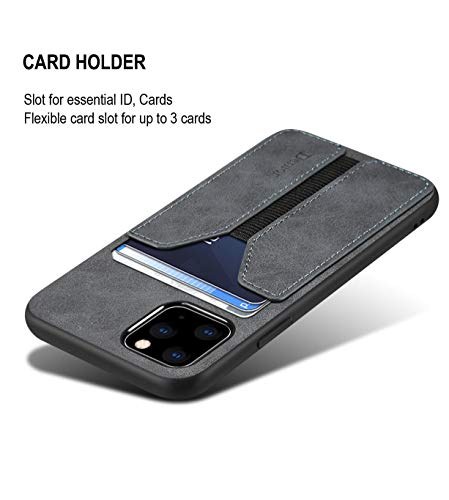 SINIANL Compatible with iPhone 11 Pro Card Case, Ultra Slim Shockproof Leather Credit Card Holder Slot Money Pocket Case, Protective Bumper Phone Cover Gray - color: Gray, size: Compatible with iPhone 11 Pro