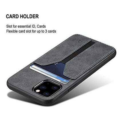 SINIANL Compatible with iPhone 11 Pro Card Case, Ultra Slim Shockproof Leather Credit Card Holder Slot Money Pocket Case, Protective Bumper Phone Cover Gray - color: Gray, size: Compatible with iPhone 11 Pro