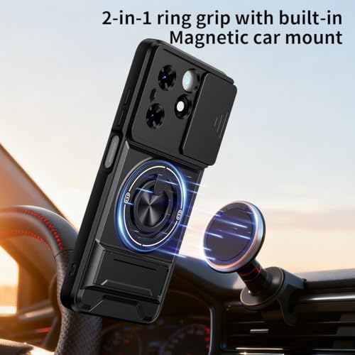 Compatible with Tecno Pop 8 Case Cover,Compatible with Tecno Spark Go 20 20c / Spark Go 2024 BG6 with Slide Camera Cover Phone Stand Protective Case Black - color: Black, size: Compatible with Tecno Pop 8