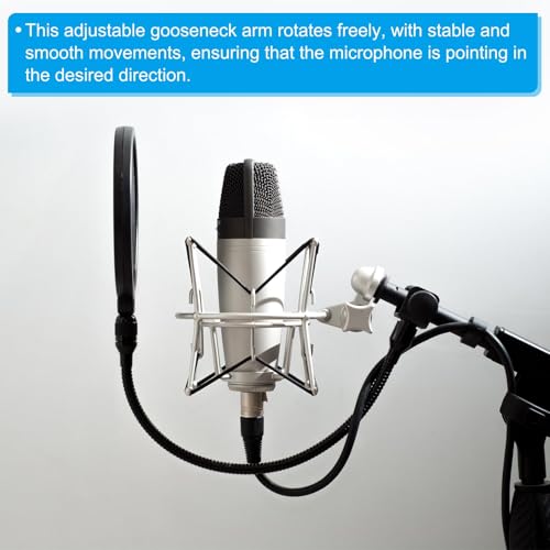 PATIKIL 16" Microphone Gooseneck, 5/8"-27 Thread Metal Universal Hose Flexible Arm Gooseneck Tube Extension for Multifunction DIY, Black - color: Black, size: 16"