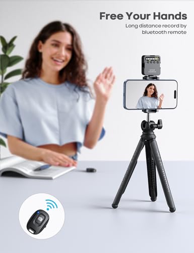Lamicall Tripod for iPhone with Wireless Remote 8-Strand Aluminum Core - style: NEW Upgraded - Silicone for iPhone