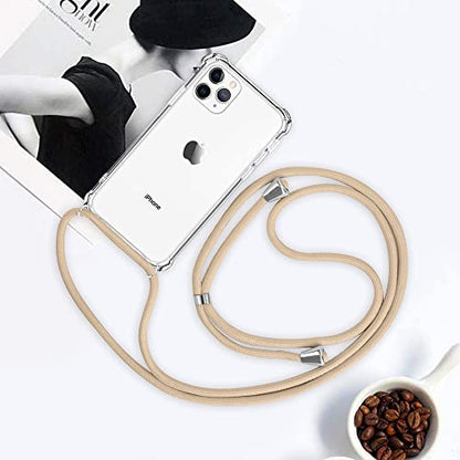 for iPhone 11 Pro Crossbody Case Clear Wearable Adjustable Shoulder Neck Lanyard Strap Cover Women Girls Soft Slim Protective Hanging Phone Mobile Case for iPhone 11 Pro - Beige - size: for iPhone 11 Pro