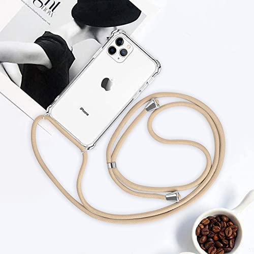 for iPhone 11 Pro Max Crossbody Case Clear Wearable Adjustable Shoulder Neck Lanyard Strap Cover Women Girls Soft Slim Protective Hanging Phone Mobile Case for iPhone 11 Pro Max - Beige - size: for iPhone 11 Pro Max