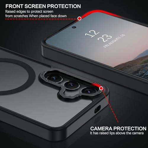 BENTOBEN Magnetic for Samsung Galaxy S24 Plus Case [Compatible with Magsafe] Translucent Matte Slim Thin Shockproof Anti-Yellow Women Men Protective Phone Cases Cover for Samsung S24 Plus 6.7", Black - color: Black