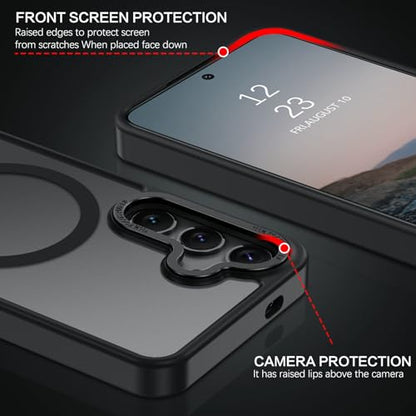 BENTOBEN Magnetic for Samsung Galaxy S24 Plus Case [Compatible with Magsafe] Translucent Matte Slim Thin Shockproof Anti-Yellow Women Men Protective Phone Cases Cover for Samsung S24 Plus 6.7", Black - color: Black