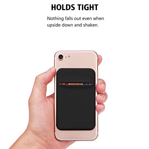 OBVIS Cell Phone Card Holder Stick On Wallet Sleeve, Black, 2 Pack - color: Black