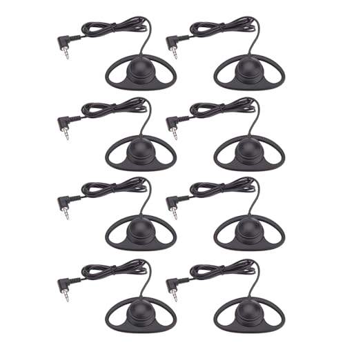 PUSOKEI D Shape Earpiece Headset, 3.5mm Single Side Earphone Hook Earbud, Ergonomic Single Ear Hook Headphone for VoIP Calls, Video Conferences, Multimedia Playback (8pcs) - size: 8pcs