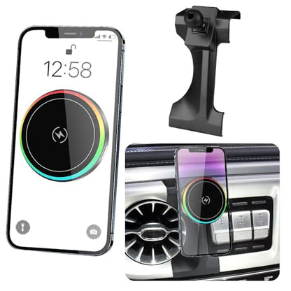 Magsafe Car Magnetic Phone Mount for Mercedes Benz G-Class 2019 2020 2021 2022 2023 2024 G Wagon G550 G500 AMG G63 G55 W463 Auto Accessories Cell Phones Holder Fast 15W Wireless Charger - color: for 2019-2024 Benz G-Class