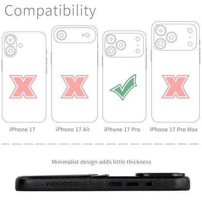 Dockem Card Case for iPhone 17 Pro with Magnetic Mounting Plate, Camera Control Button, Wallet with 2 Holder Slots: M2 Exec Premium Synthetic Leather (Black) - color: Black, size: 17 Pro