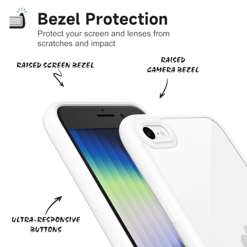 LoeoeL for iPhone SE 2022/2020/ 7/8 Case Clear, Transparent Hybrid SE Phone Case [Hard Plastic & Soft Silicone Bumper] Acrylic Non Yellowing Thin Slim Protective Cover, White - color: White, size: SE / 7 / 8