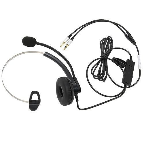 Single-Ear Wired Headset with Noise Cancelling for HD Crystal Clear Calls in Call Center Office (Dual 3.5mm Interface) - size: Duale 3,5-mm-Schnittstelle