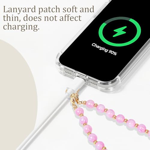 Phone Charm Detachable Metal Cellphone Wrist Strap for Women Girls, Cell Phone Lanyard - color: Cc-shimmering Pink