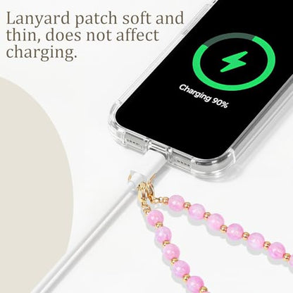 Phone Charm Detachable Metal Cellphone Wrist Strap for Women Girls, Cell Phone Lanyard - color: Cc-shimmering Pink