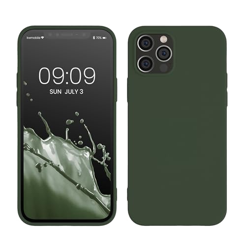 kwmobile Case Compatible with Apple iPhone 12 / iPhone 12 Pro Case - Soft Slim Protective TPU Silicone Cover - Dark Green - color: dark green