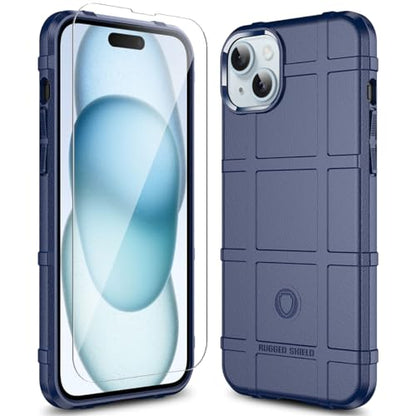Rugged Shield 8ft Drop Proof TPU Thick Armor Tactical Protective Case Compatible with iPhone 15 Plus (6.7 inches) - Navy Blue - color: Navy Blue, size: iPhone 15 Plus