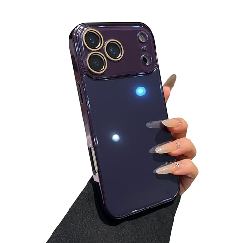 Caseative for iPhone 17 Pro Case, Dark Purple | Solid Color Electroplated Frame with Crystal Camera Lens Protection - color: Dark Purple