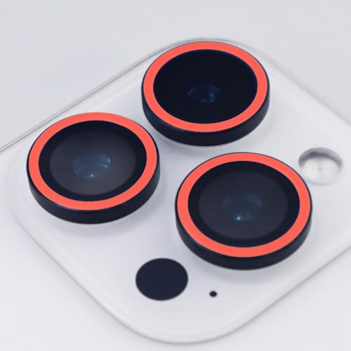 Luminous Camera Lens Protector for iPhone 16 Pro / 16 Pro Max Metal Ring Tempered Glass Glow in The Dark Lens Cover (3PCS) (Red, for iPhone 16 Pro/16 Pro Max) - color: Red