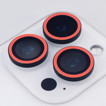 Luminous Camera Lens Protector for iPhone 16 Pro / 16 Pro Max Metal Ring Tempered Glass Glow in The Dark Lens Cover (3PCS) (Red, for iPhone 16 Pro/16 Pro Max) - color: Red