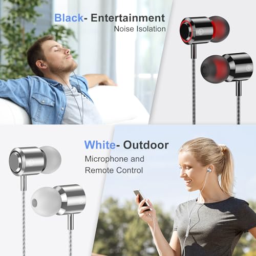 2 Pack Wired Earbuds with Microphone, In-Ear Headphones Wired with Noise Blocking &Volume Control, Premium Sound& Lightweight Corded Earphones for Laptops, Tablets, MP3 & Most 3.5mm Interface Devices - size: 2-Pack