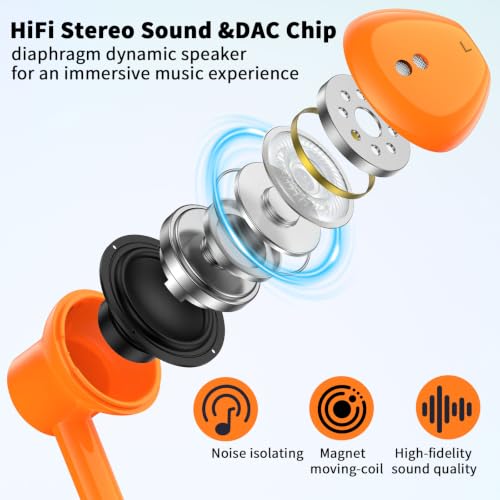 USB C Earbuds Wired Headphone for iPhone 18 Pro Max 17 16 15,Orange - color: Orange