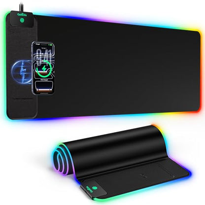 Mouse Pad with 15W Wireless Charging, RGB Gaming Desk Mat, 31.5"x11.8" - color: Rgb Left-touch Control-31.5"x11.8"