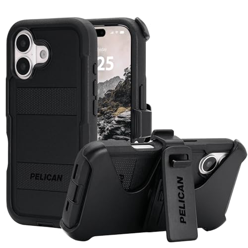Pelican Voyager iPhone 17 Case - Rugged MagSafe Phone Case - Black | Magnetic Phone Case w/24ft Military Grade Drop Protection - Phone Cover w/ Belt Clip Holster Kickstand for iPhone 17 - color: Voyager - Black, style: iPhone 17