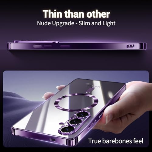 Hurgoer for Samsung Galaxy S25 Plus Case.Soft TPU Electroplated Frame Cover with Clear Back.Drop Tested Protective Full Body S24 Plus Case.Thin Light Slim【Not Magsafe】 (Deep Purple, S25/S24 Plus) - color: Deep Purple, size: S25/S24 Plus