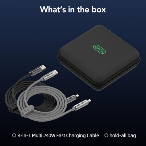 MFish 2-Pack 240W 4-in-1 Multi Charging Cable, Black+Grey, 6.6FT - color: Black+Grey, size: 2-Pack 6.6FT