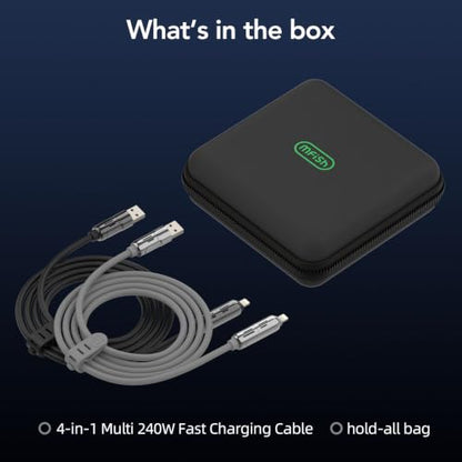 MFish 2-Pack 240W 4-in-1 Multi Charging Cable, Black+Grey, 6.6FT - color: Black+Grey, size: 2-Pack 6.6FT