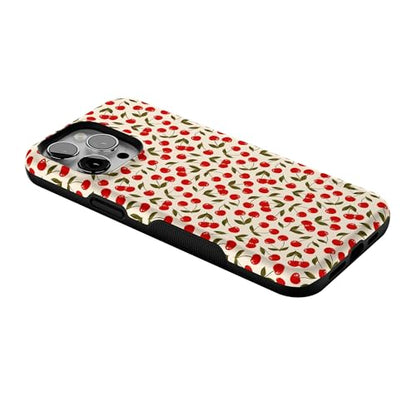 Casely iPhone 14 Pro Max Case | Cherry on Top | Red Cherries | Bold Protective Design | Compatible with MagSafe - color: Cherry on Top | Red Cherries Floral