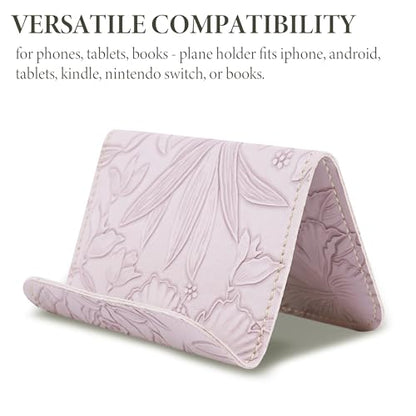 Airplane Travel Essentials for Flying Flex Flap Cell Phone Holder & Flexible Tablet Stand for Desk, Bed, Treadmill, Home & in-Flight Airplane Travel Accessories(1-Carved Purple) - color: 1-Carved Purple