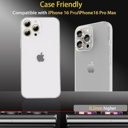 Camera Lens Protector for iPhone 16 Pro/16 Pro Max, Glitter Gold - color: Glitter Gold