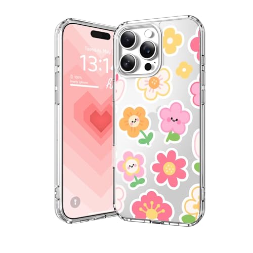 IAIYOXI Clear Case for iPhone 16, [Crystal Clear Military-Grade Drop Protection], Non-Yellowing, Slim Lightweight Transparent TPU Bumper Phone Case Cover Design - Flower Stickers - color: Flower Stickers, size: iPhone 16
