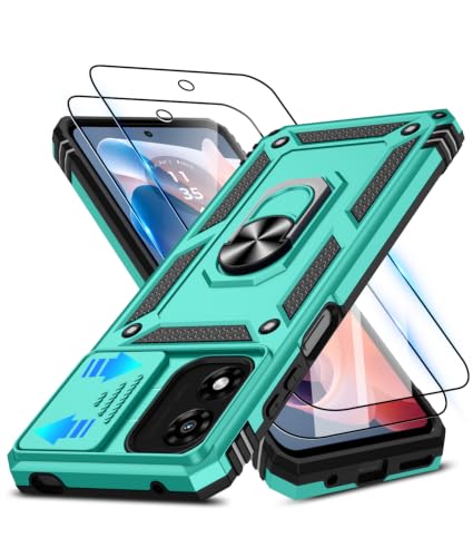 ATUMP for Moto G-Play-2024 Case with Camera Lens Cover & HD Screen Protector(2 Pcs), [10FT Military Grade Drop Protection] Magnetic Ring Holder Protective Cover for Motorola G Play 2024 4G, Teal - color: Teal, size: Moto G Play 4G 2024 - 6.5 Inch