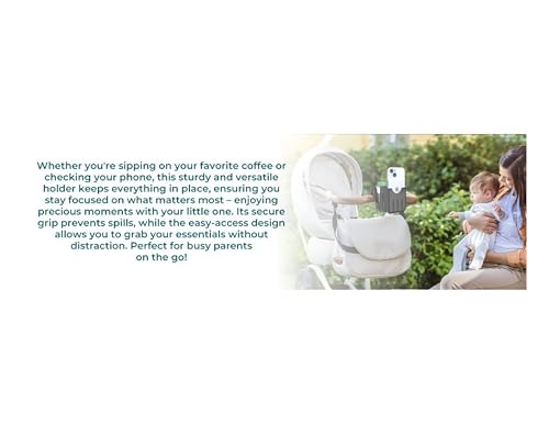 Universal, Stroller, Sturdy, Cup and Cell Phone Holder, All Black, 2-in-1, for Carriages, Walker, Wheelchairs, Rollator, Scooters & Bike Phone & Cupholder Organizer - Easy to Install