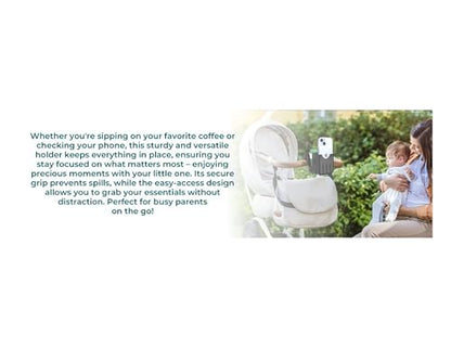 Universal, Stroller, Sturdy, Cup and Cell Phone Holder, All Black, 2-in-1, for Carriages, Walker, Wheelchairs, Rollator, Scooters & Bike Phone & Cupholder Organizer - Easy to Install
